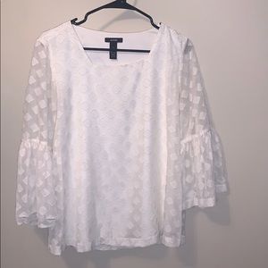 Alfani White Ruffled Sleeve Blouse